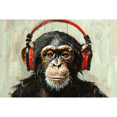 Tableau Singe Avec Des Écouteurs